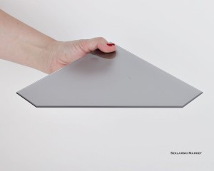  Półka szklana narożna ścięta grafitowa matowa 6 mm satyna 
