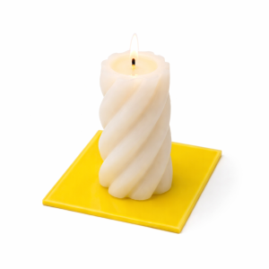 Podstawka szklana pod świece żółta kwadratowa