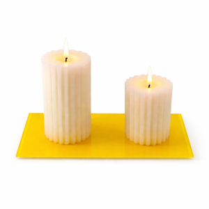 Podstawka szklana pod świece żołta prostokątna
