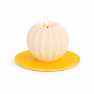 Podstawka szklana pod świece żółta okrągła