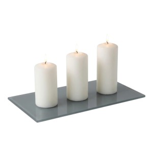 Podstawka szklana pod świece szara popielata prostokątna