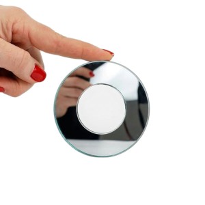 Rozeta szklana lustro srebrne  fi 85 mm z otworem fi 42 mm 