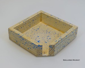 Pudełko do podkładek / podstawek - surowe z niebieskim