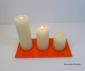  Podstawka szklana pod świece pomarańczowa prostokątna