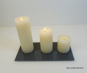 Podstawka szklana pod świece szara stalowa 7015 prostokątna