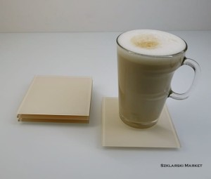 Podkładka szklana pod kubek matowa perłowa biel 