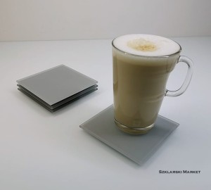 Podkładka szklana pod kubek matowa szara