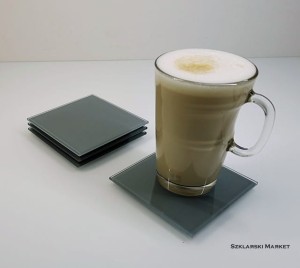 Podkładka szklana pod kubek szara popielata