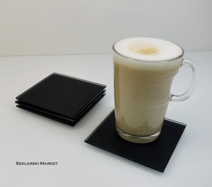 Podkładka szklana pod kubek matowa czarna
