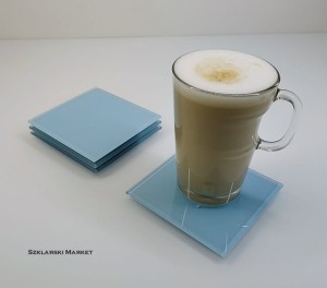 Podkładka szklana pod kubek niebieska błękitna 