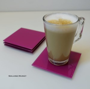 Podkładka szklana pod kubek różowa fuksja