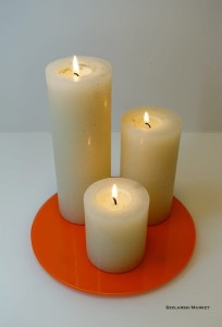  Podstawka szklana pod świece pomarańczowa okrągła