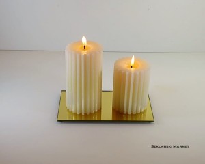 Podstawka pod świece lustro złote prostokątna