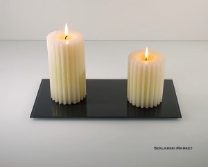 Podstawka szklana pod świece szara węglowa prostokątna