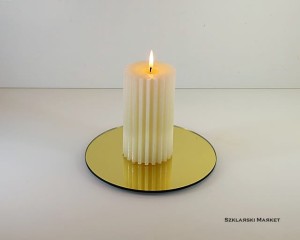Podstawka pod świece lustro złote okrągła