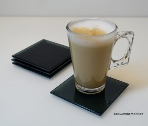 Podkładka szklana pod kubek czarna antisol