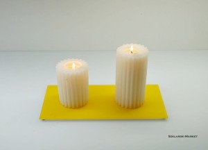 Podstawka szklana pod świece żółta matowa prostokątna