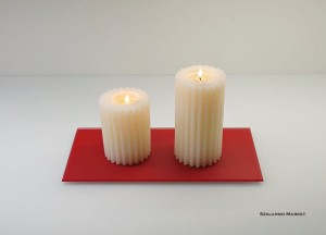 Podstawka szklana pod świece czerwona matowa prostokątna