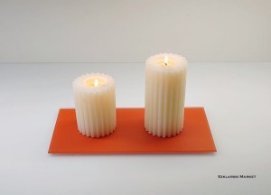 Podstawka szklana pod świece pomarańczowa matowa prostokątna