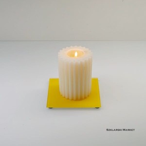 Podstawka szklana pod świece żółta matowa kwadratowa