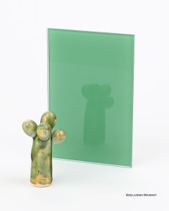 Próbka szkło zielone lakierowane 4 mm w połysku  Lacobel Jungle Green 0667