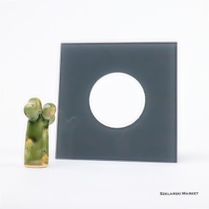 Osłona szklana szara grafitowa w połysku 15x15 pojedyncza pod kontakt gniazdko