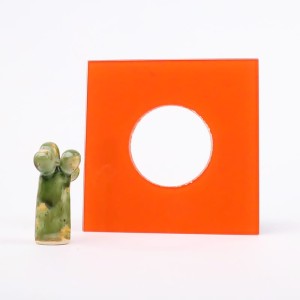 Osłona szklana pomarańczowa w połysku 15x15 pojedyncza pod kontakt gniazdko