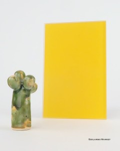 Próbka szkło żółte matowe 4 mm wzornik w macie Matelac Yellow Rich 1023