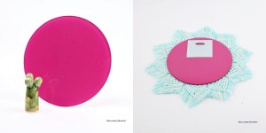 Szkło fuksja do makramy z zawieszką- okrągłe - różne wymiary 