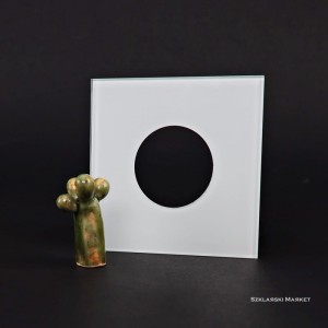 Osłona szklana extra biała matowa pojedyncza pod kontakt gniazdko