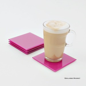 Podkładka szklana pod kubek różowa malinowa