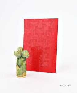 Próbka szkła - ornament plecionka trawiona - lakierowany - czerwony