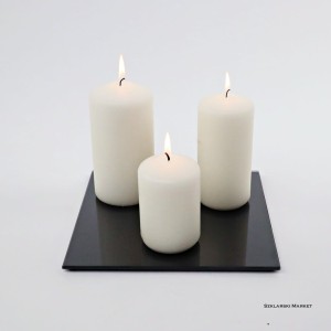  Podstawka szklana pod świece czarna kwadratowa