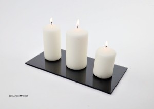 Podstawka szklana pod świece czarna prostokątna