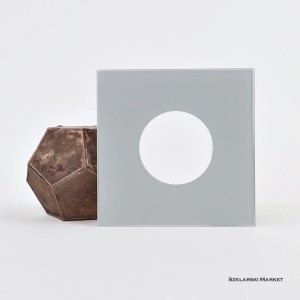 Osłona szklana szara matowa 15x15 pojedyncza pod kontakt gniazdko