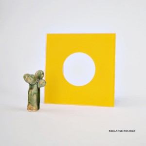 Osłona szklana żółta matowa 15x15 pojedyncza pod kontakt gniazdko