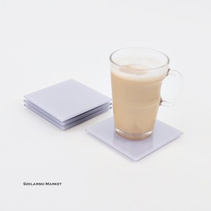 Podkładka szklana pod kubek fioletowa liliowa