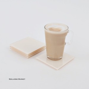 Podkładka szklana pod kubek perłowa biel