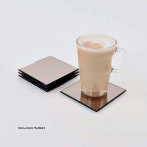 Podkładka szklana pod kubek lustro brązowe