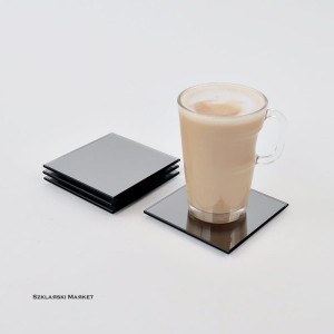 Podkładka szklana pod kubek lustro grafitowe