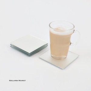 Podkładka szklana pod kubek lustro srebrne matowe