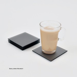 Podkładka szklana pod kubek lustro grafitowe matowe
