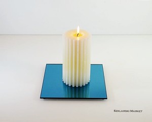 Podstawka pod świece lustro niebieskie kwadratowa