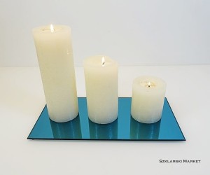 Podstawka pod świece lustro niebieskie prostokątna