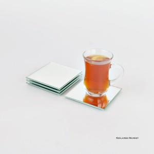 Podkładka szklana pod kubek lustro srebrne