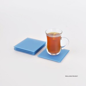 Podkładka szklana pod kubek matowa niebieska jasna