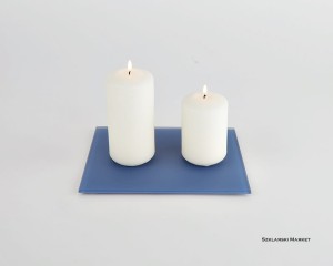  Podstawka szklana pod świece  niebieska ciemna matowa prostokątna