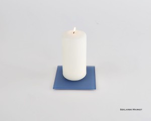  Podstawka szklana pod świece niebieska ciemna matowa kwadratowa