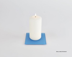  Podstawka szklana pod świece niebieska jasna matowa  kwadratowa