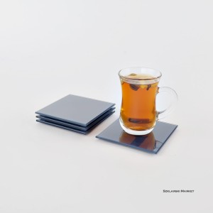 Podkładka szklana pod kubek niebieska 10x10 cm lacobel